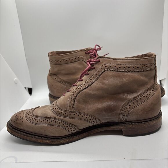 rare ALLEN EDMONDS CRONMOK Cognac Wingtip Brogue Leather Boot men 9 - Picture 8 of 11